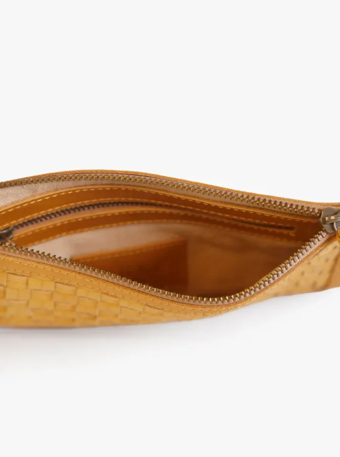 Able Basketweave Clutch in Cognac