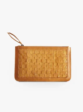 Able Basketweave Clutch in Cognac