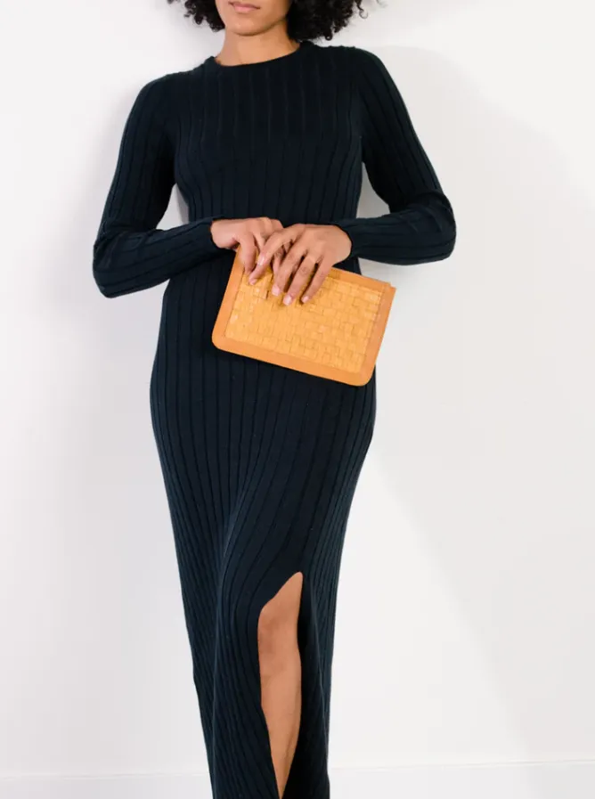 Able Basketweave Clutch in Cognac