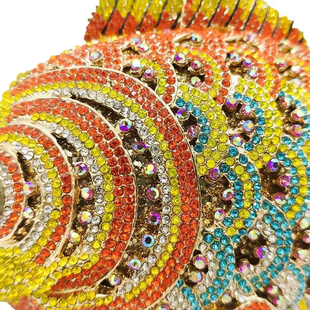 Boutique De FGG Super Mini Women Fish Evening Bags Crystal Clutch Purse Wedding Party Rhinestone Handbags