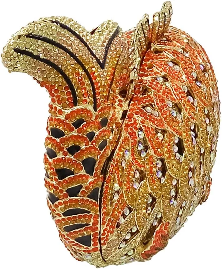 Boutique De FGG Super Mini Women Fish Evening Bags Crystal Clutch Purse Wedding Party Rhinestone Handbags