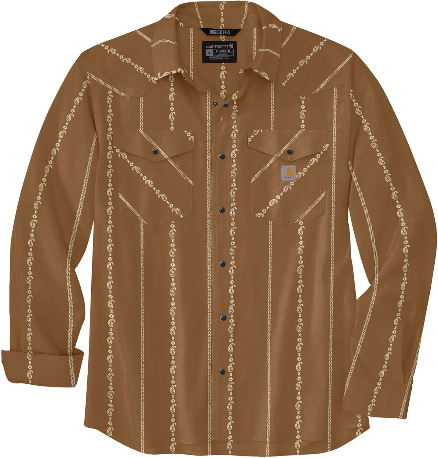 Carhartt Men's Montana Rugged Flex Relaxed Fit Lightweight Long-Sleeve Snap-Front Print Shirt