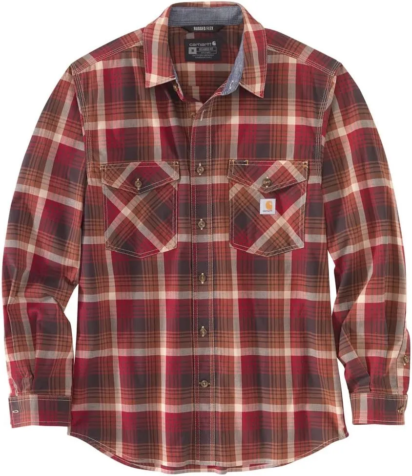 Carhartt Men's Rugged Flex Relaxed Fit Lightweight Long-Sleeve Plaid Shirt