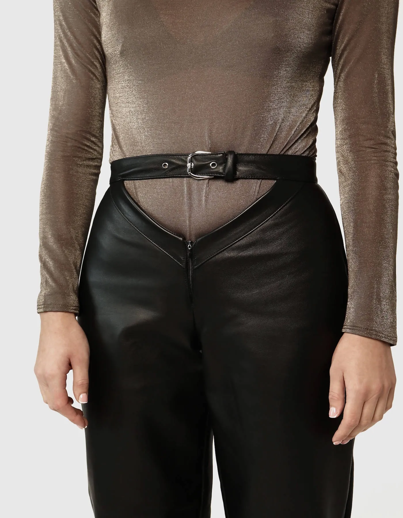 Casual Leather Pants in Graphite Black