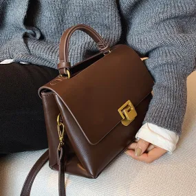 Christmas Gift Vintage Pure color Tote bag 2021 Winter New Quality PU Leather Women's Designer Handbag High capacity Shoulder Messenger Bag