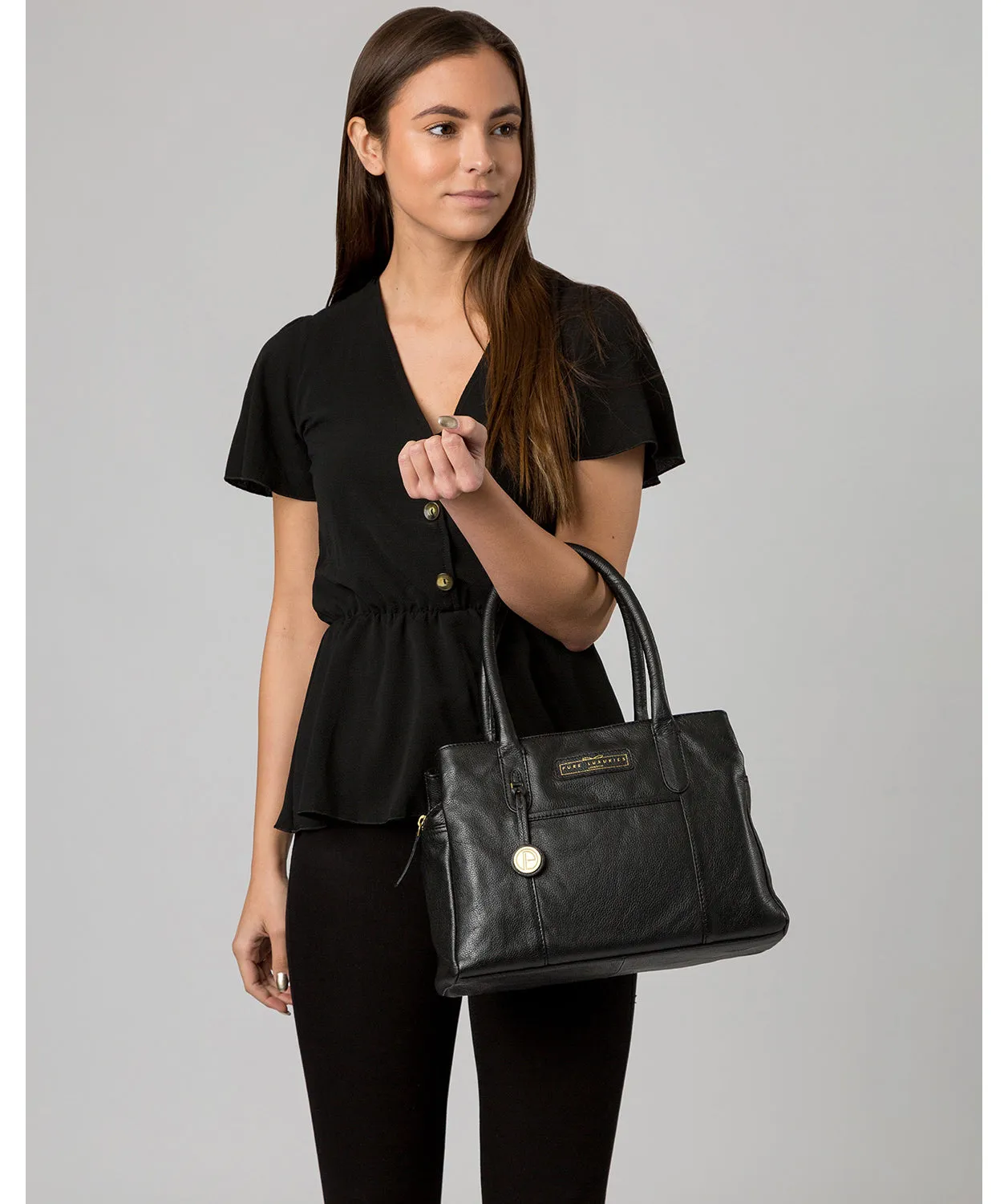 'Goldbourne' Black & Gold Leather Handbag