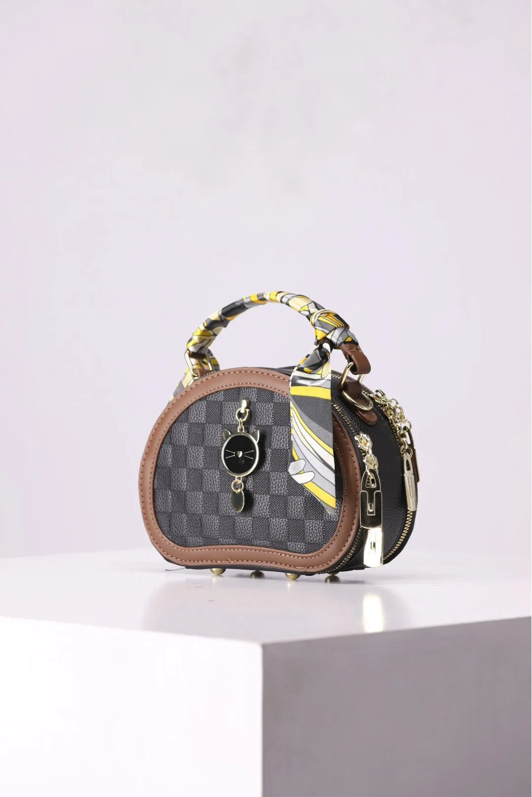 Graphic Scarf Decor Satchel Bag