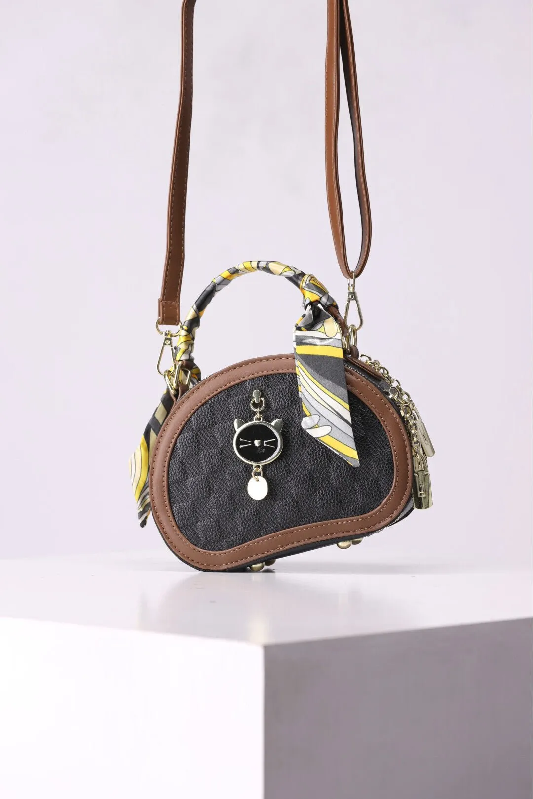 Graphic Scarf Decor Satchel Bag