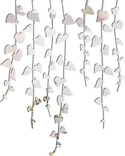 KC Decor Silver Mirror Acrylic Leaves Wall Sticker self Adhesive for Home Decor (Mirror Acrylic )