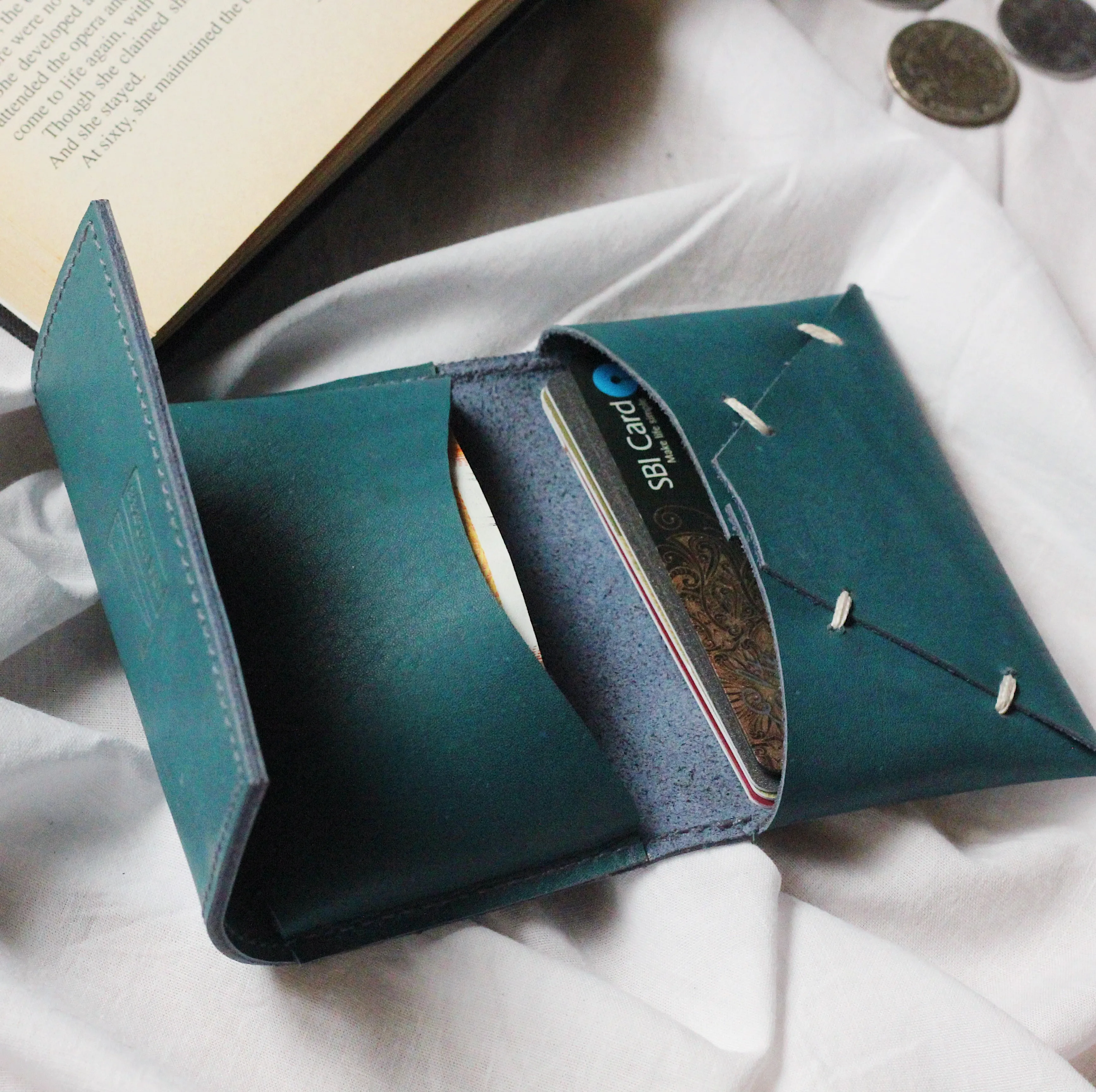 Leather Card Holder - Dark Green
