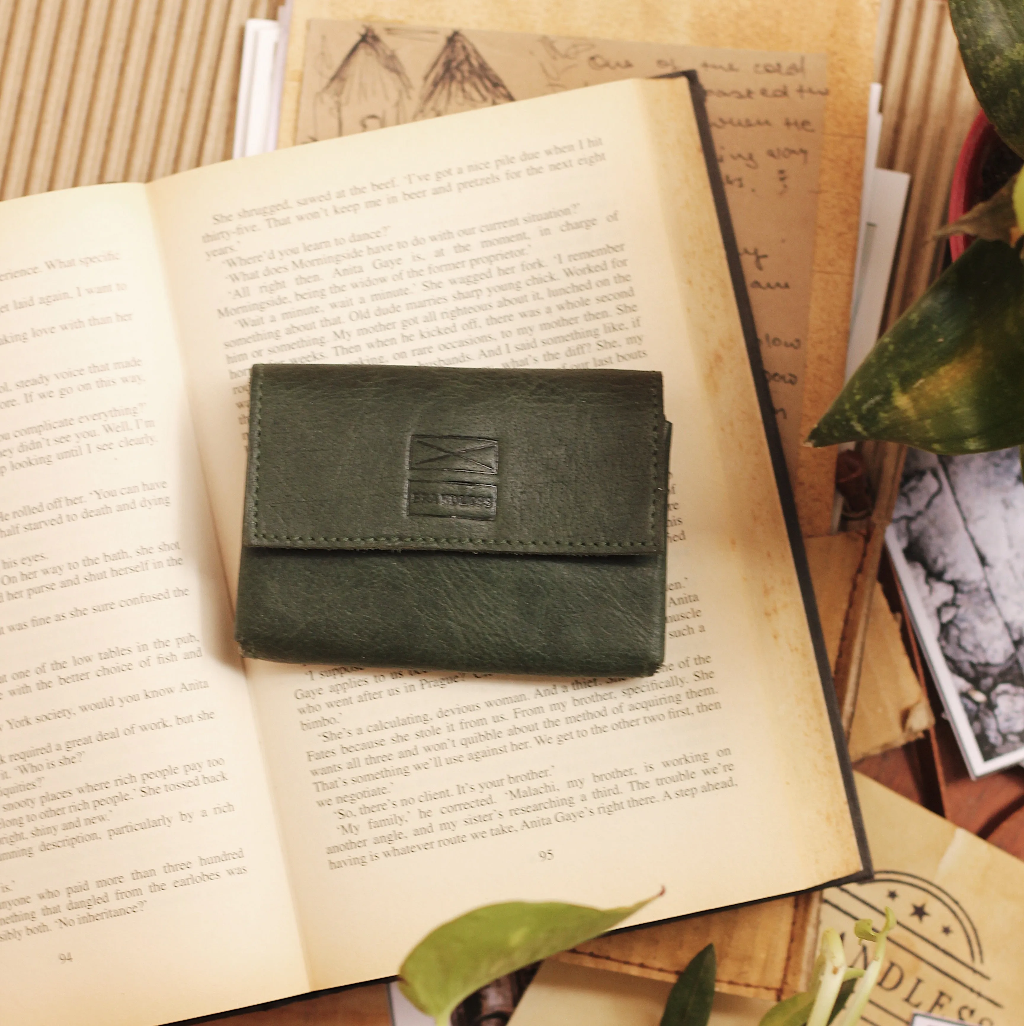 Leather Card Holder - Dark Green