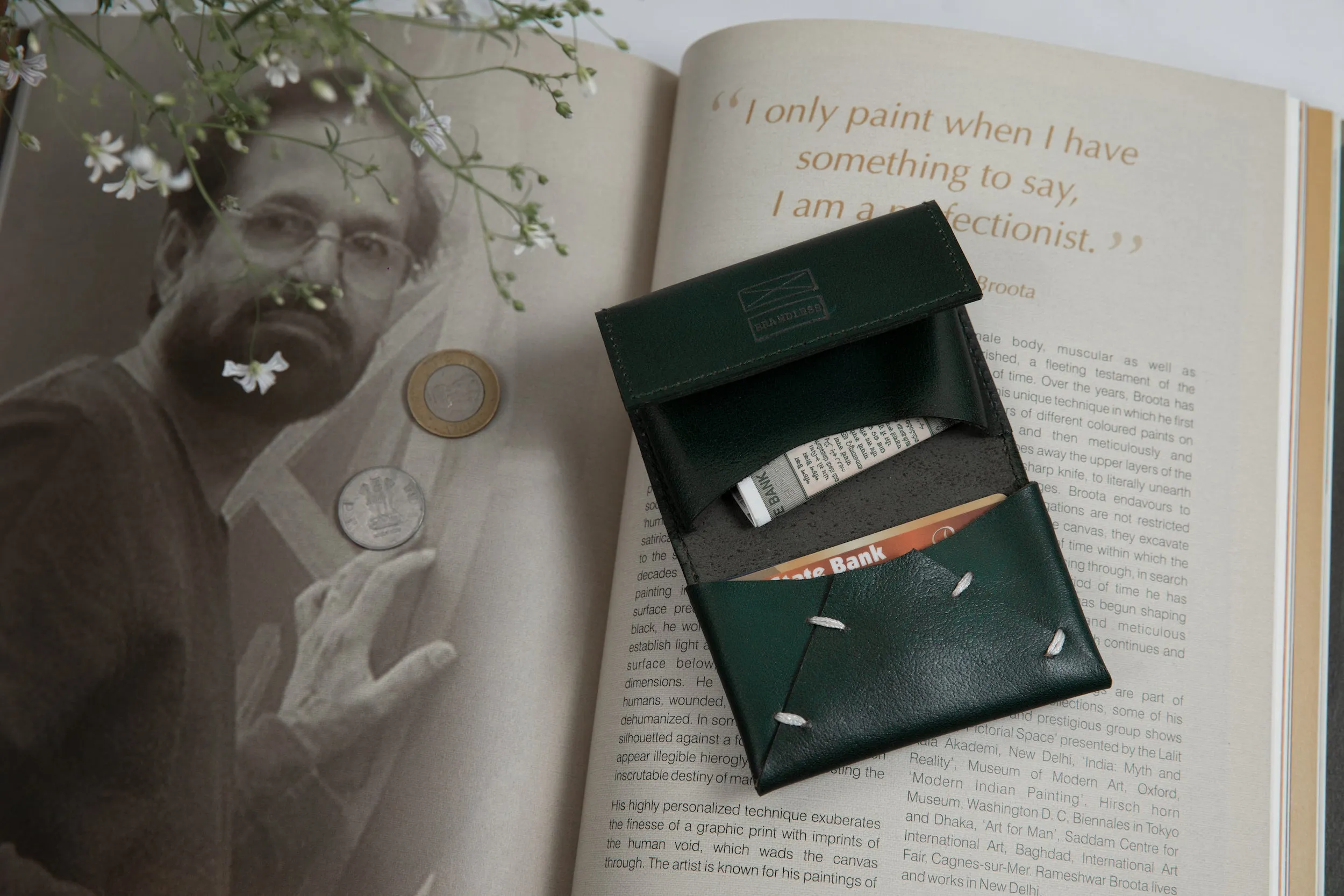 Leather Card Holder - Dark Green