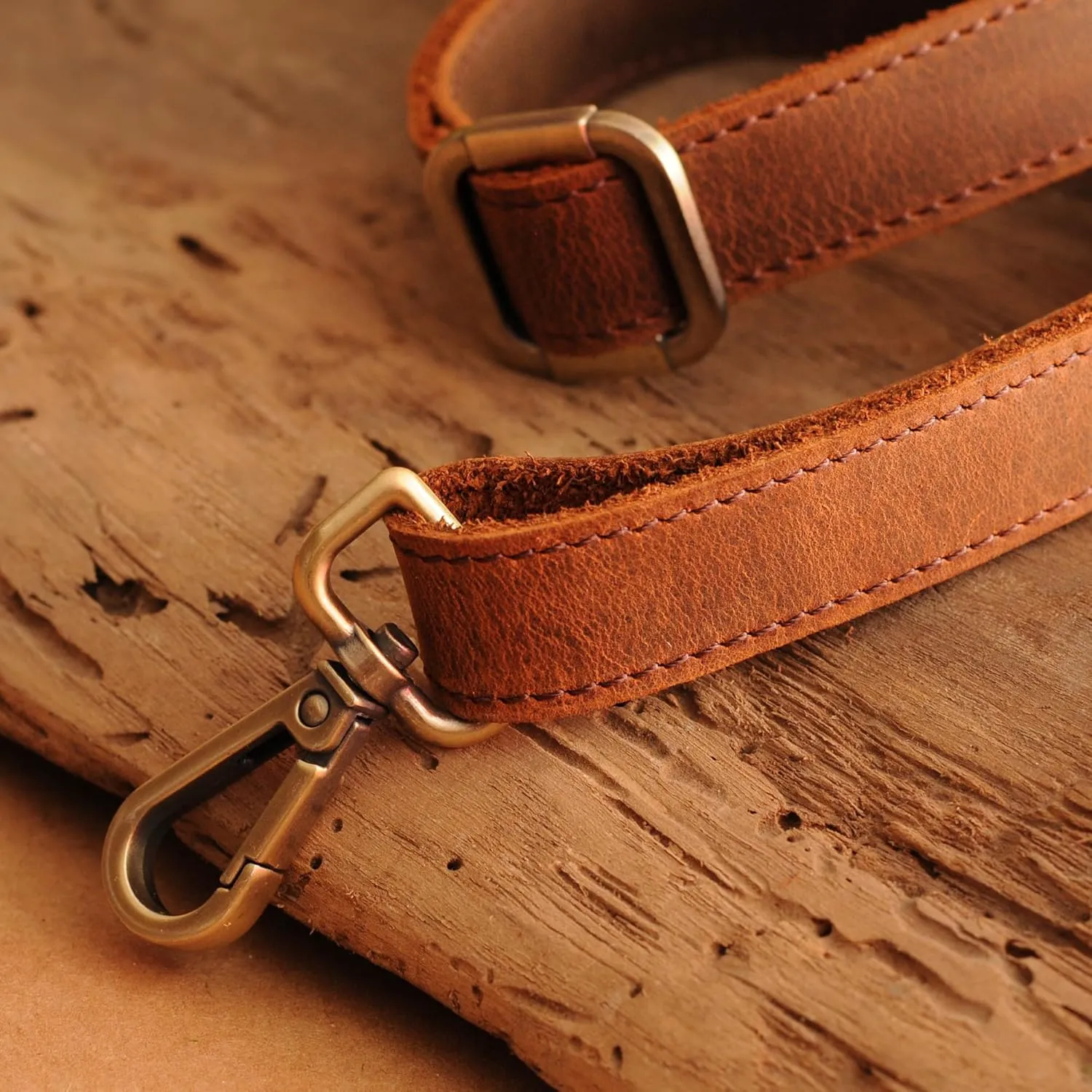 Leather Replacement Strap for for Handbags, Laptop Cases, Crazy Horse Leather Shoulder Strap, Handmade Adjustable Leather Purse Strap with Swivel Clasps, Small, Black
