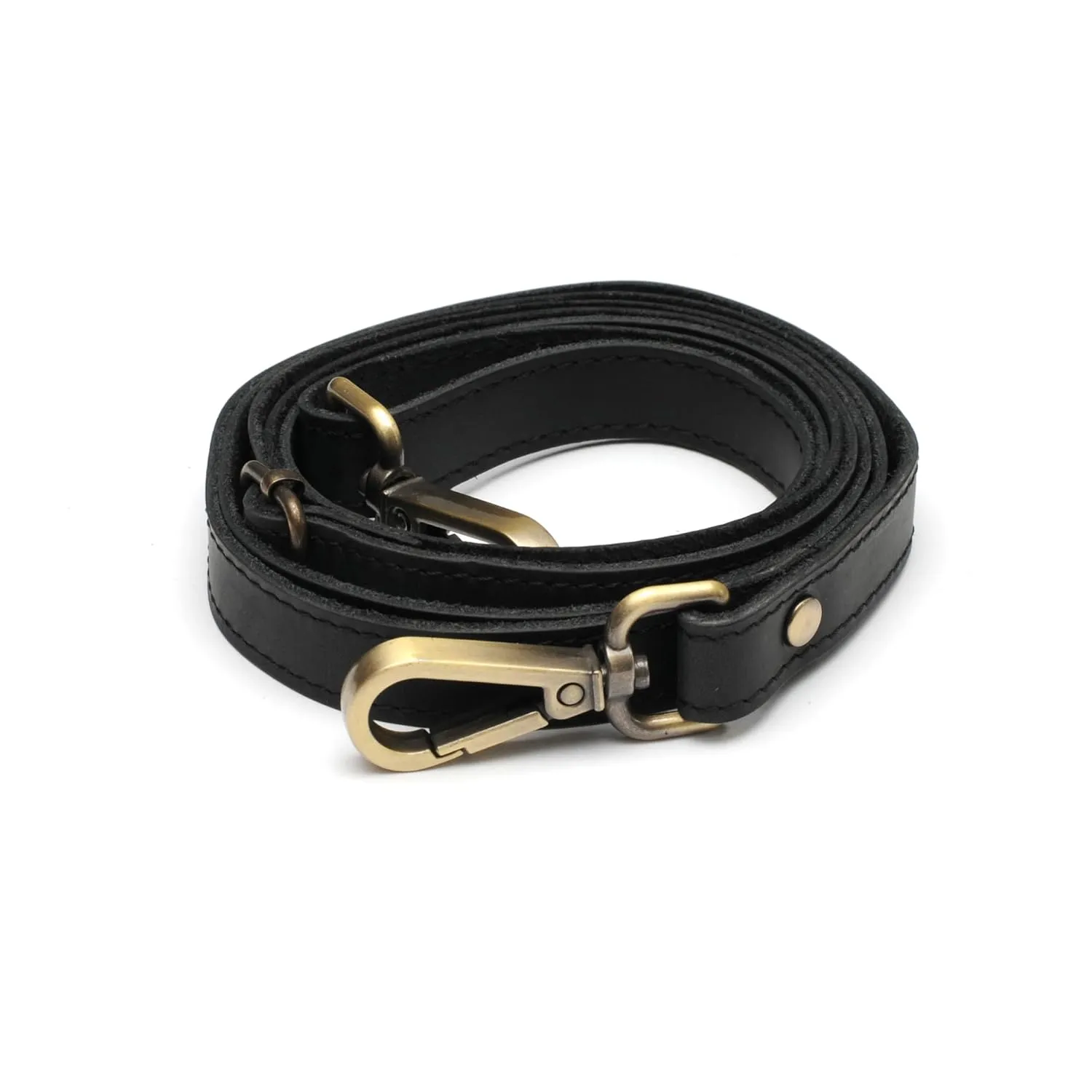 Leather Replacement Strap for for Handbags, Laptop Cases, Crazy Horse Leather Shoulder Strap, Handmade Adjustable Leather Purse Strap with Swivel Clasps, Small, Black