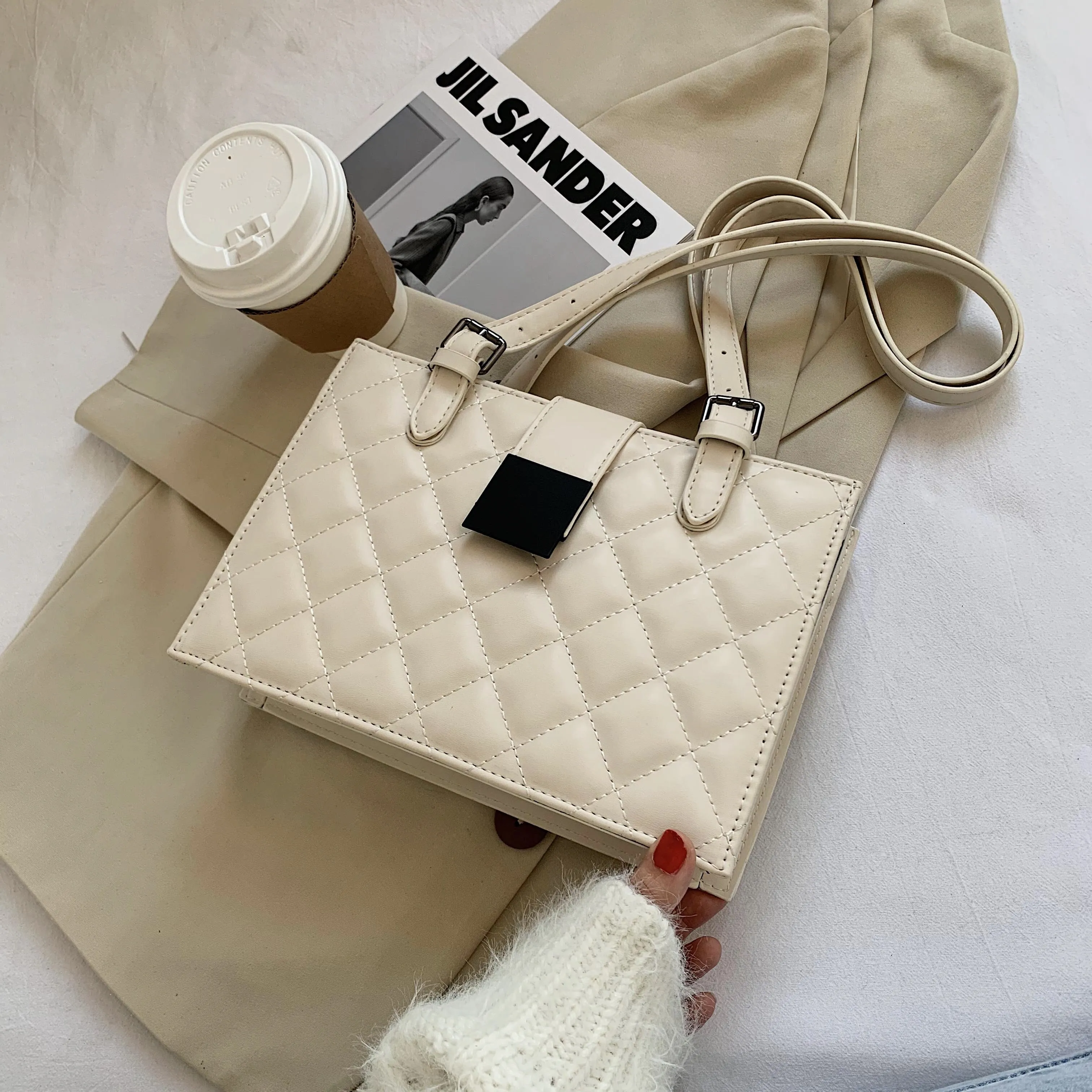 Lingge Small PU Leather Shoulder Bags for Women 2021 Winter Branded Luxury Black Handbags Trending Lux Fashion Hand Bag