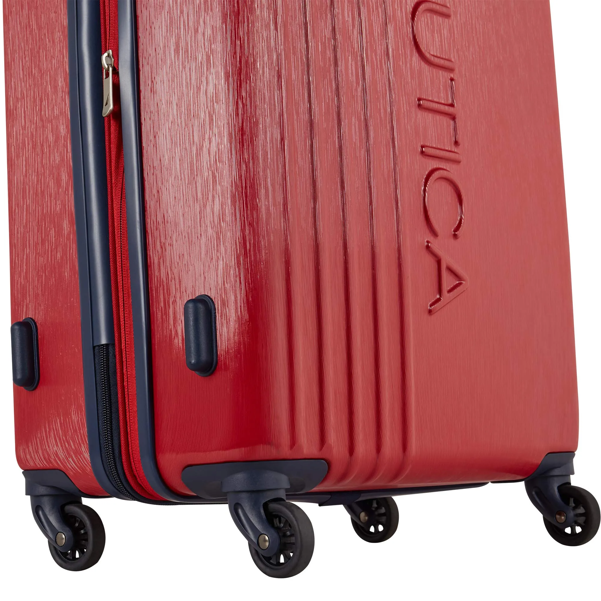 Nautica Ahoy Hardside Expandable 4-Wheeled Luggage-24 Inch Checked Size, Red/Navy