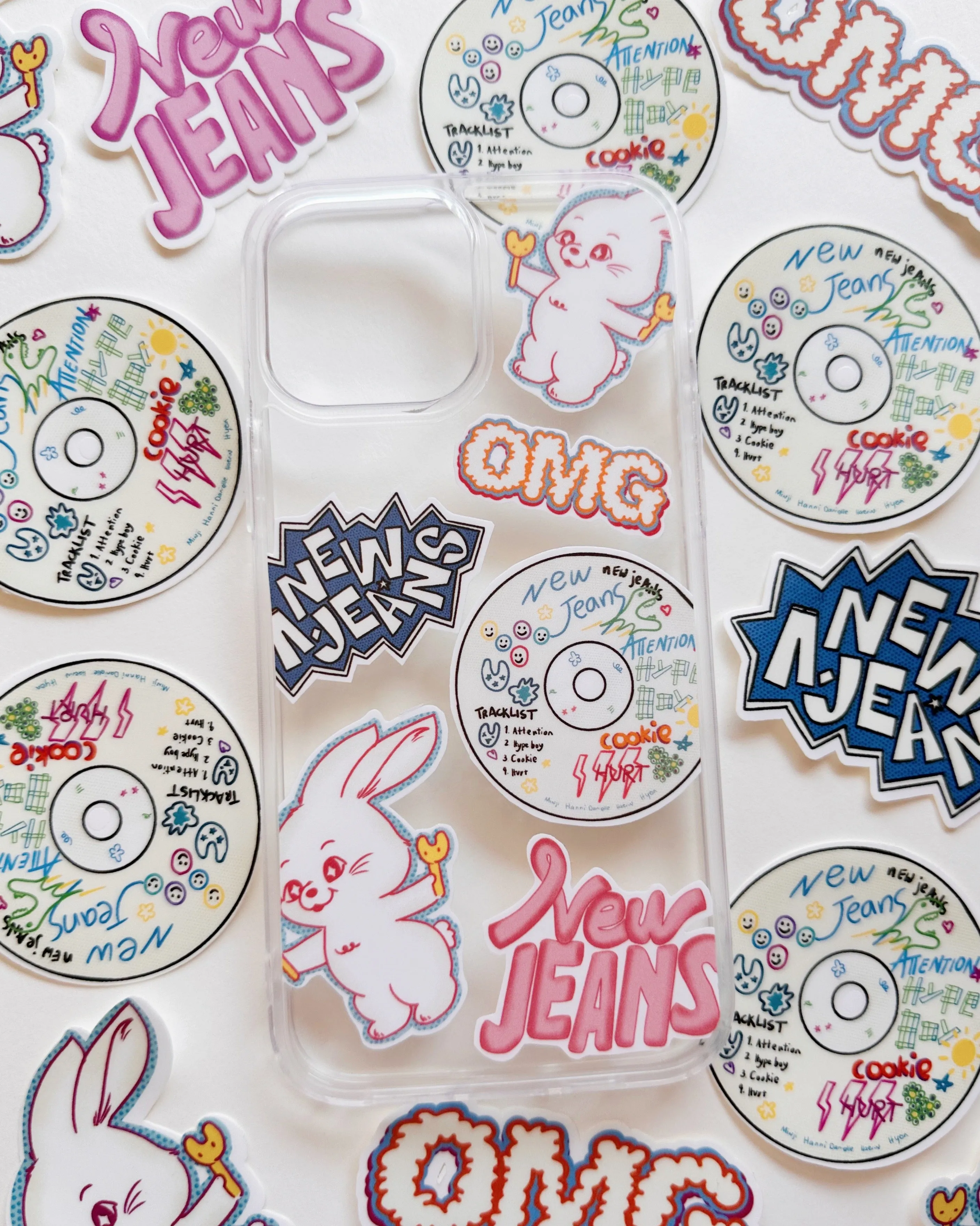 NEW JEANS BUNNIES PINK DISC PHONE CASE