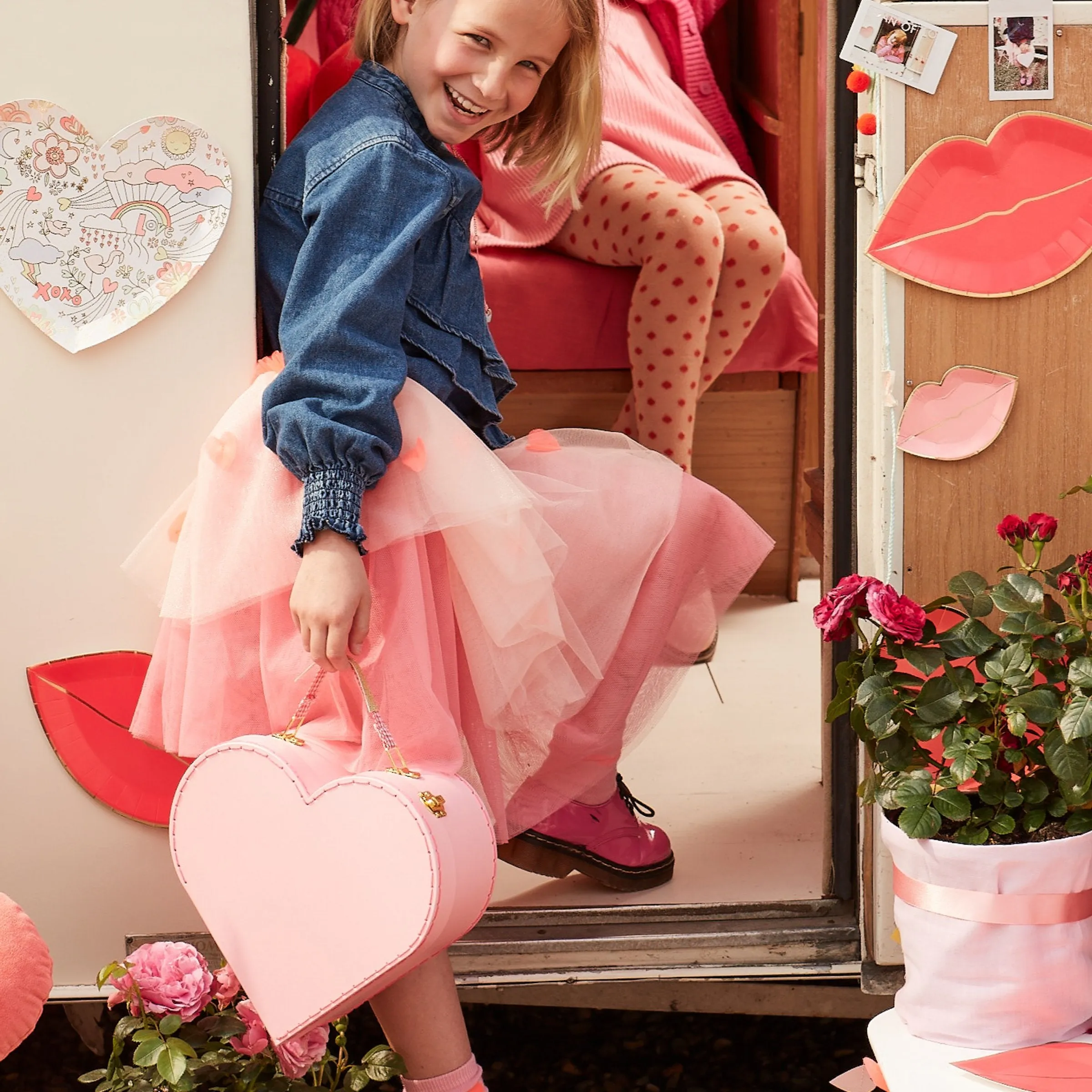 Pink Heart Suitcases (x 2)