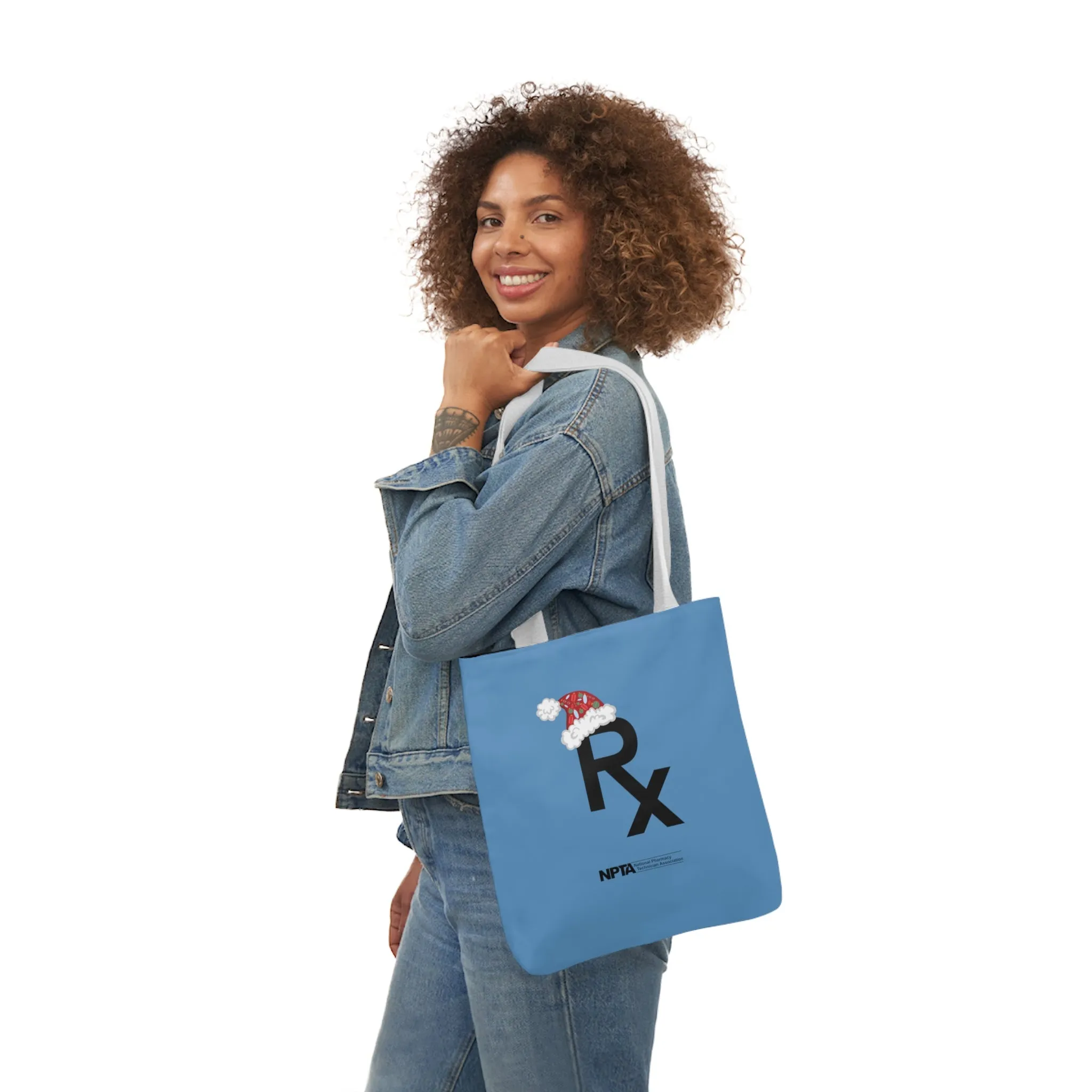 Rx Santa Hat (Blue) - Polyester Canvas Tote Bag