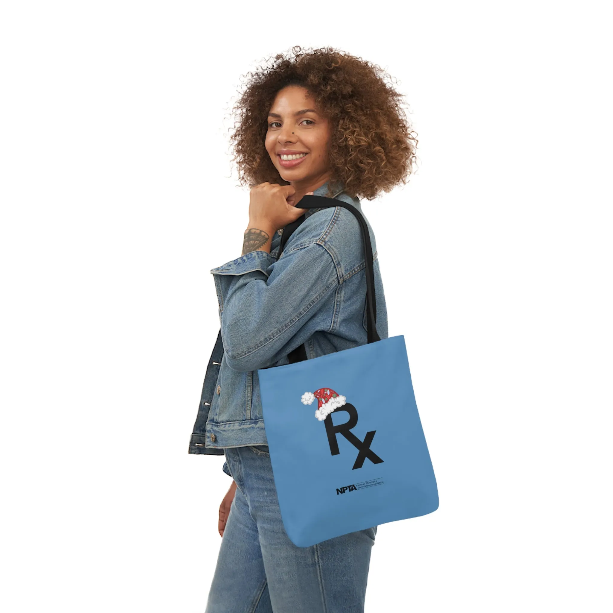 Rx Santa Hat (Blue) - Polyester Canvas Tote Bag