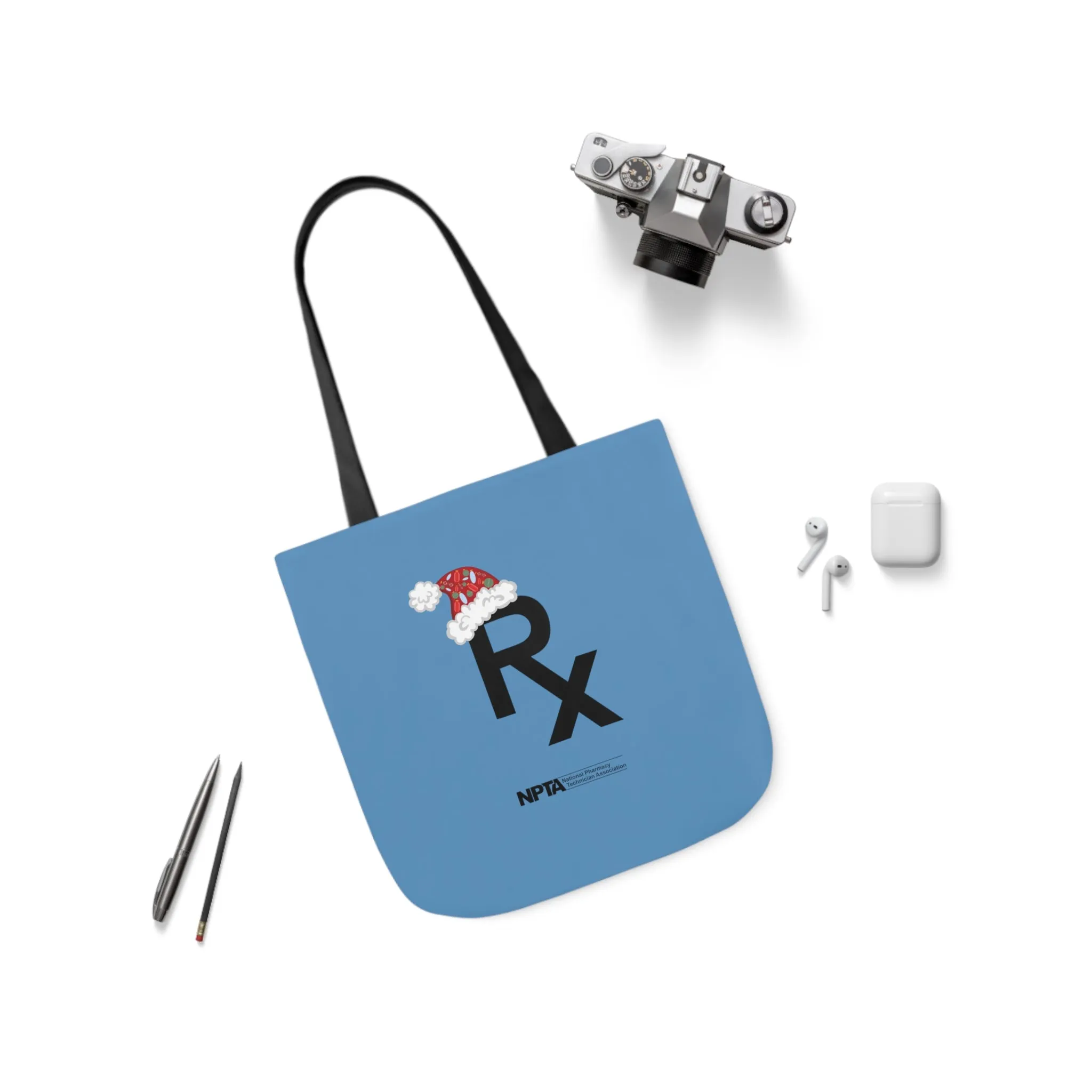 Rx Santa Hat (Blue) - Polyester Canvas Tote Bag