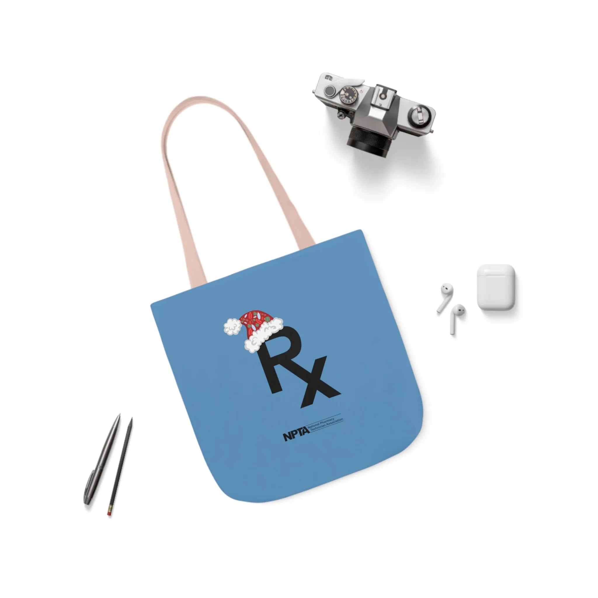 Rx Santa Hat (Blue) - Polyester Canvas Tote Bag