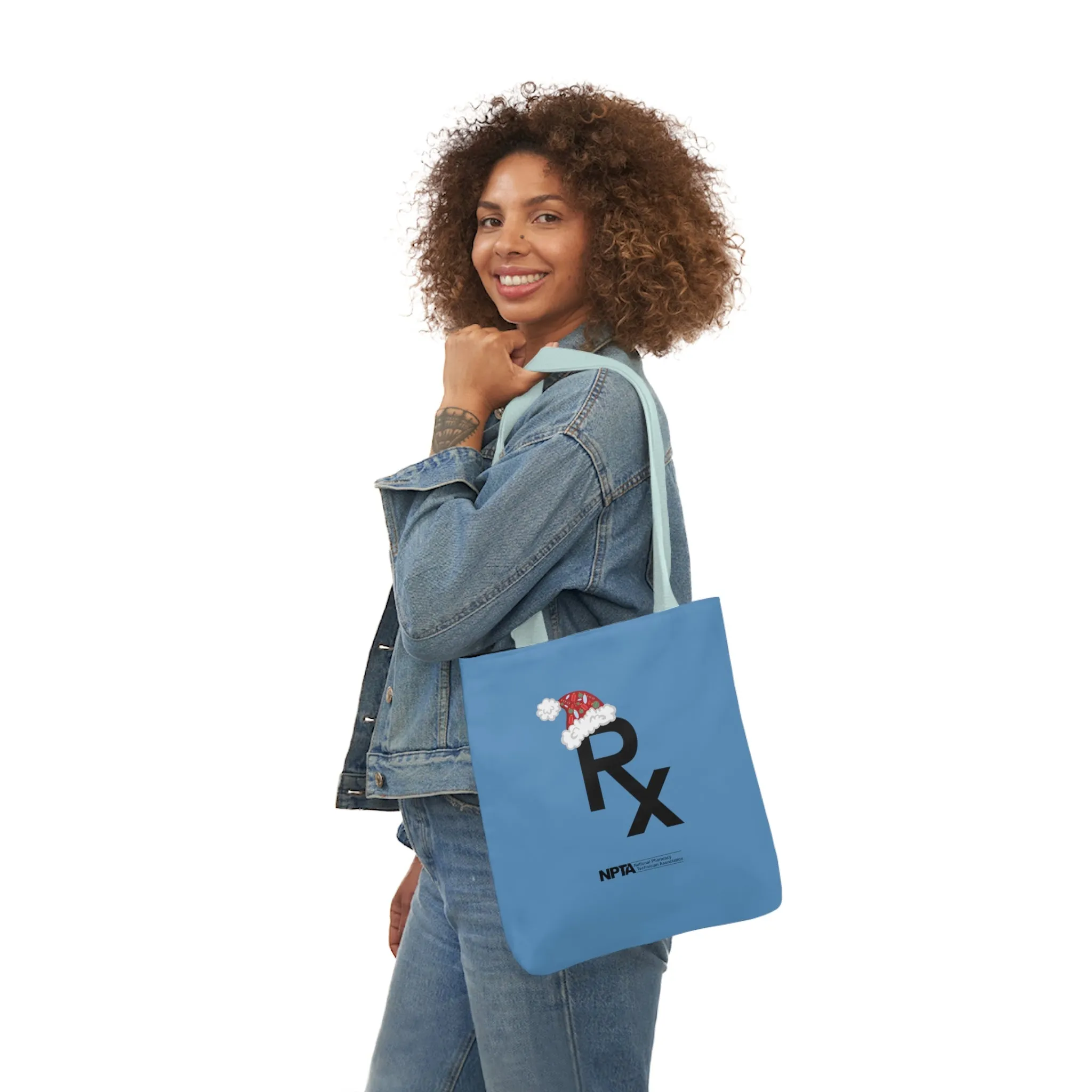 Rx Santa Hat (Blue) - Polyester Canvas Tote Bag