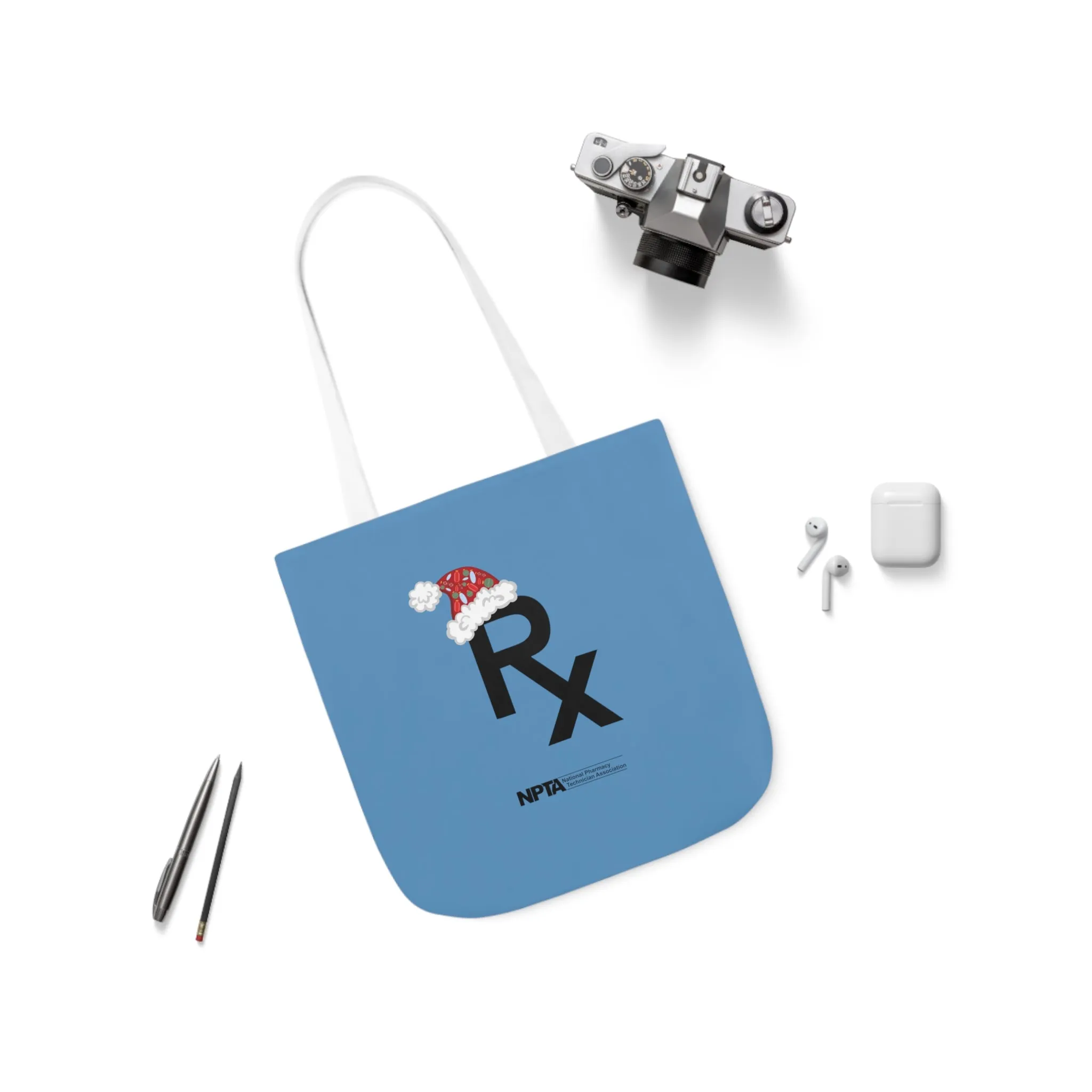 Rx Santa Hat (Blue) - Polyester Canvas Tote Bag