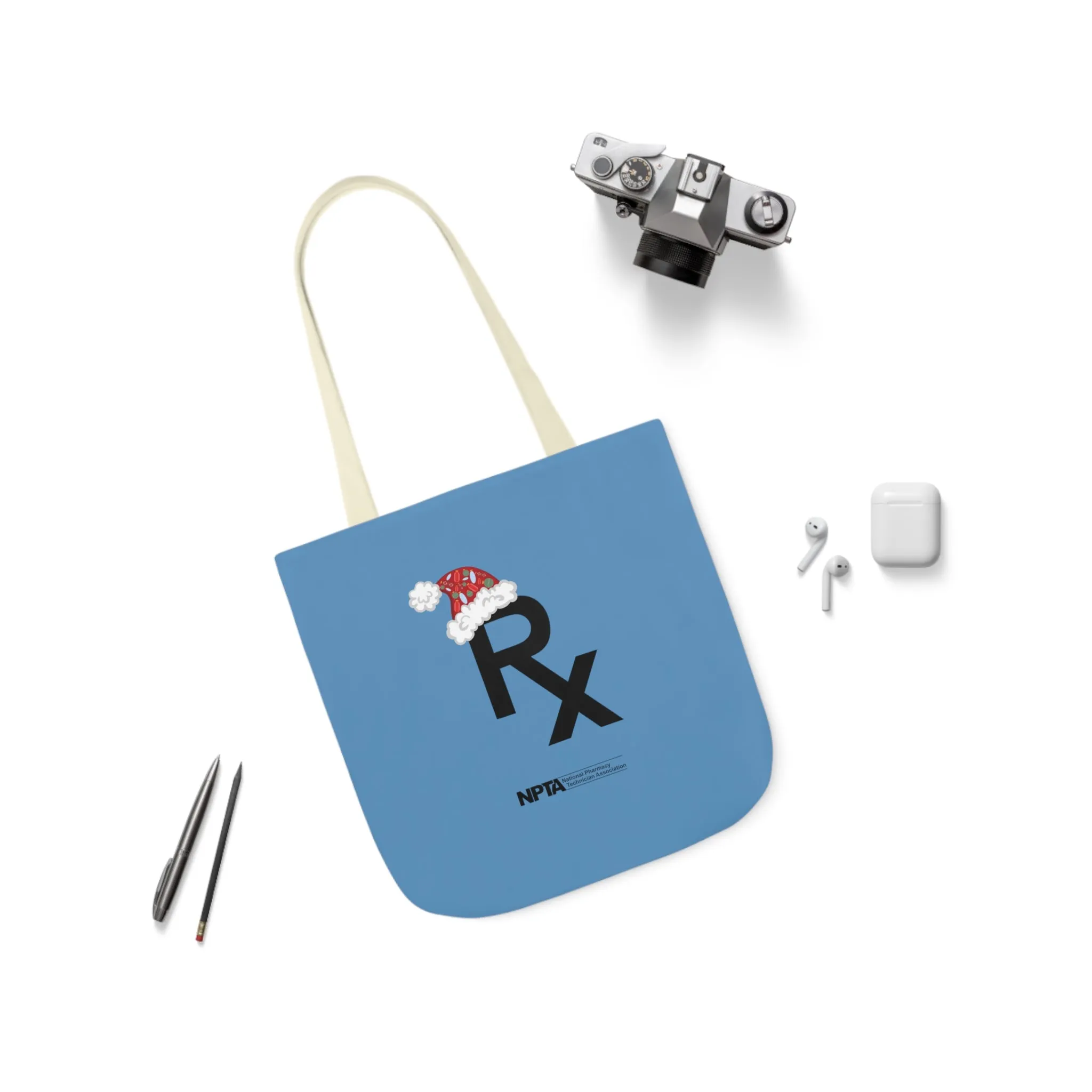 Rx Santa Hat (Blue) - Polyester Canvas Tote Bag