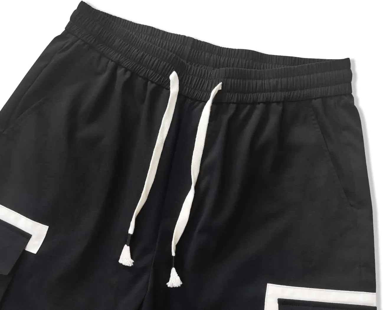 WDIRARA Men's Colorblock Cargo Pants Drawstring Waist Active Sporty Pants with Pockets