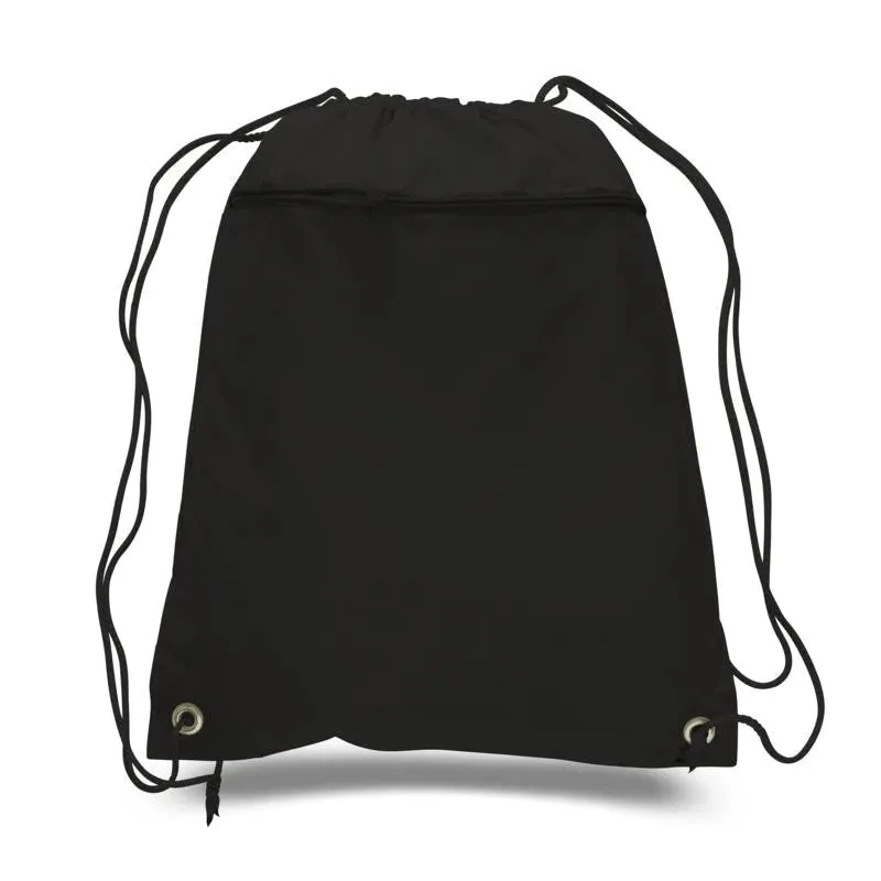 Wholesale Drawstring Backpacks with Front Zipper Pocket