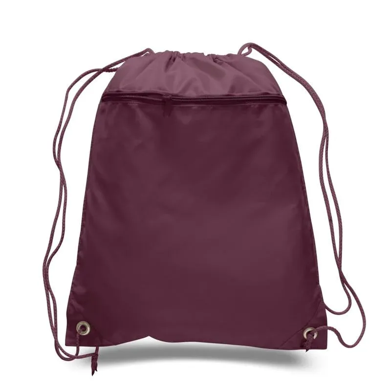 Wholesale Drawstring Backpacks with Front Zipper Pocket