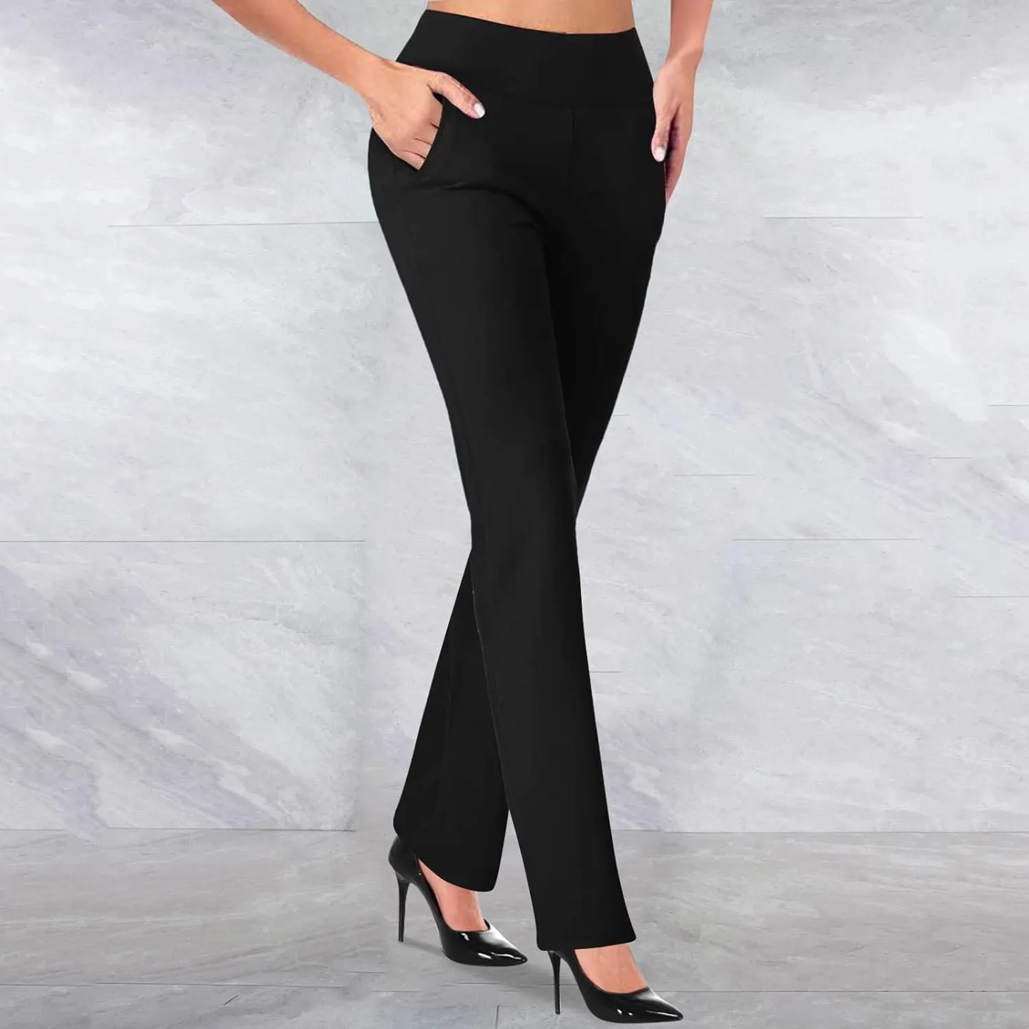 Women's Leggings with Pockets Sporty Scrunch Butt Stretch Workout Athletic High Waisted Yoga Pants Straight Leg Lift